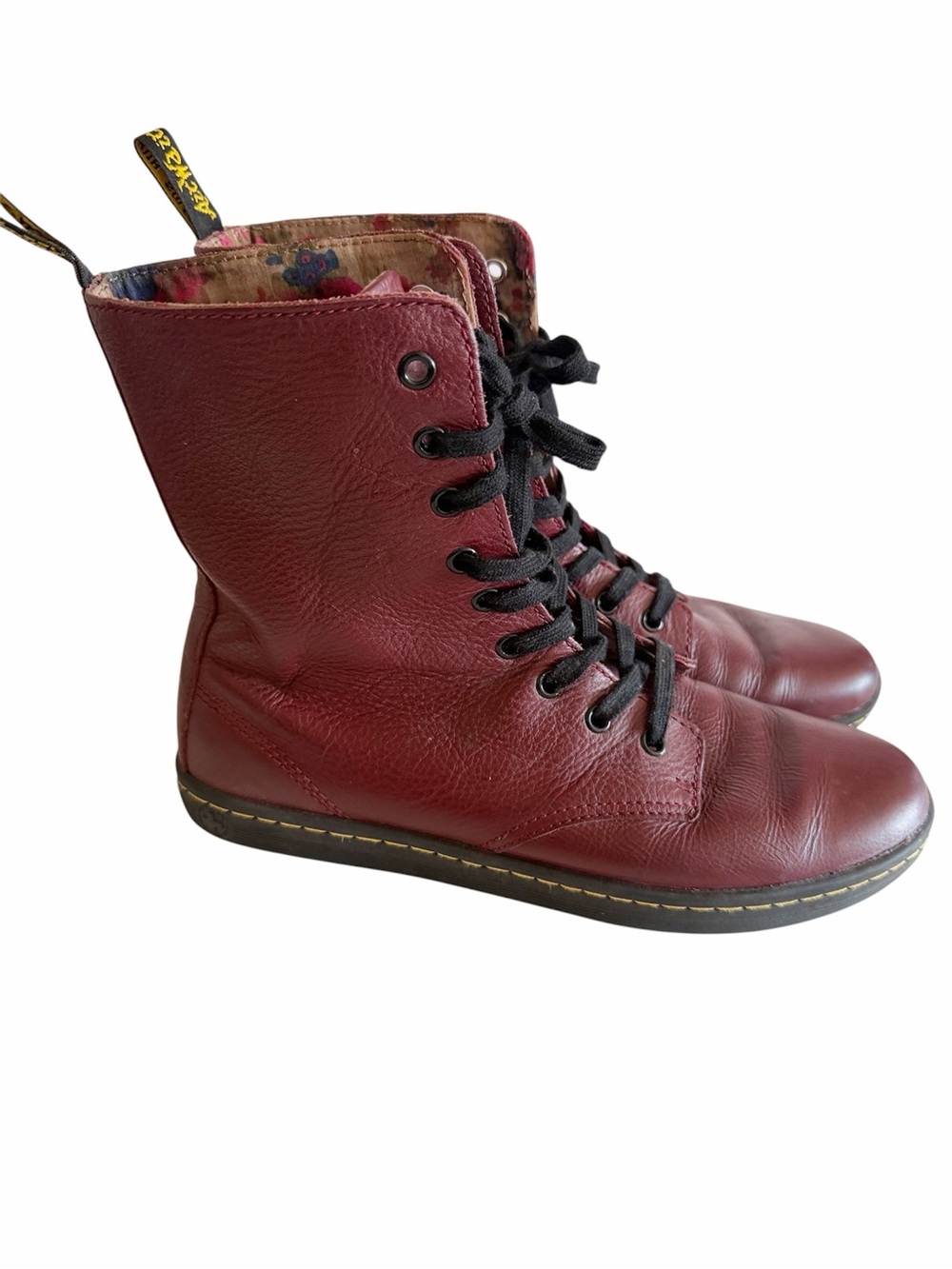 Dr. Martens Burgundy Leather Lace-Up Combat Boots